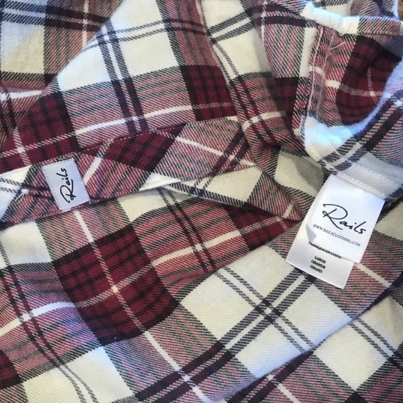 RAILS Hunter Plaid Shirt In Cream Raspberry Slate Size L - Picture 6 of 8